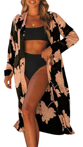 Bata Tipo Kimono Para Mujer, Estilo Cárdigan, Playa, Con Est