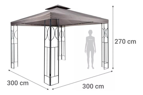 Imagen 5 de 5 de Toldo Pergola 3x3 Doble Panel Impermeable Color Taupe