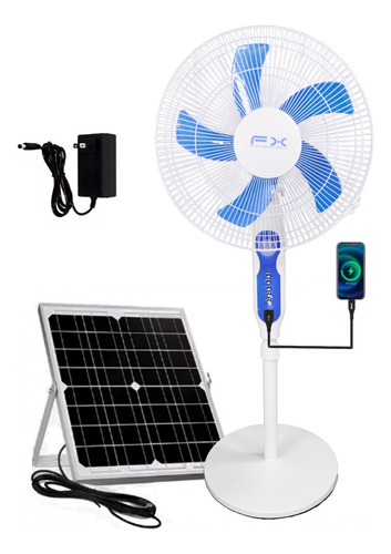 Ventilador Recargable Solar Con Luz Led Carga Para Celular