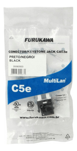 Furukawa Negro Cat5e Utp Multilan Punch Keystone Hembra Rj45