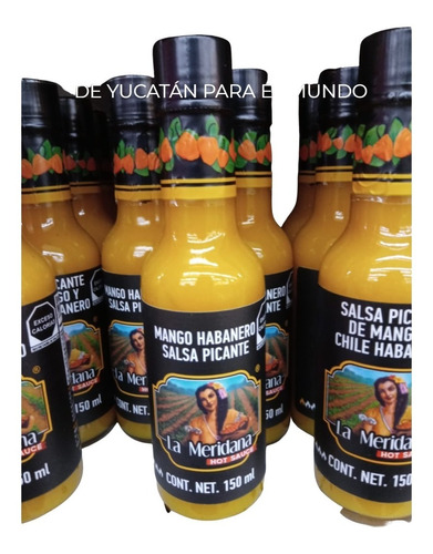 12 Botellas Salsas Sabor Mango Habanero 150ml C/u Meridana