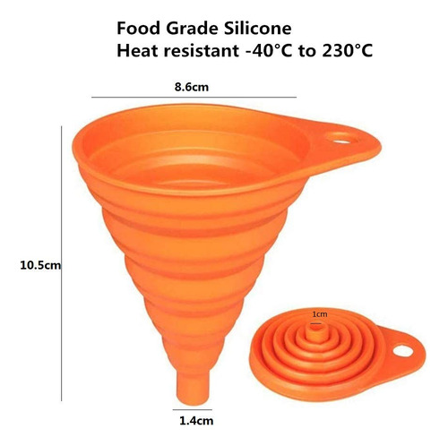 Juego De 8 Embudos Plegables De Silicona Para Cocina