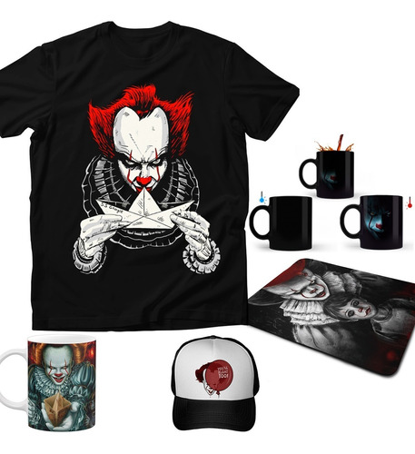 Playera It Eso + 2 Tazas + 1 Gorra + Mousepad Pennywise