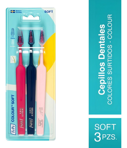 3 Cepillos Dentales Tepe Colores Surtidos - Colour Soft