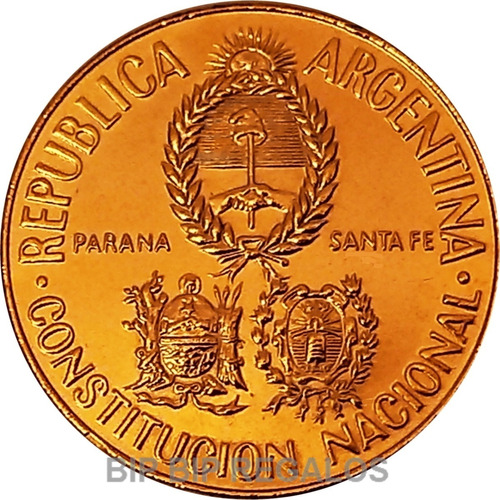 Argentina 5 Pesos Convención Constituyente 1994 Con Oro 24k