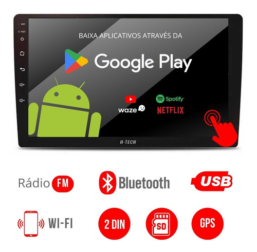 Central Multimídia Android 2 Din 10pol 16gb Wifi Gps Bt Usb