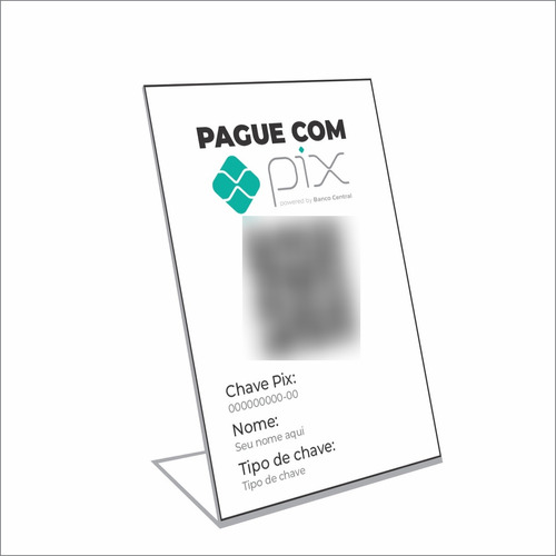 1 Placa Comércio Display Pague C/ Pix Personalizada Qr Code