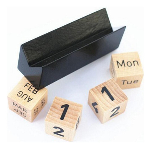 Calendario De Madera Creativo, Bloques De Negro
