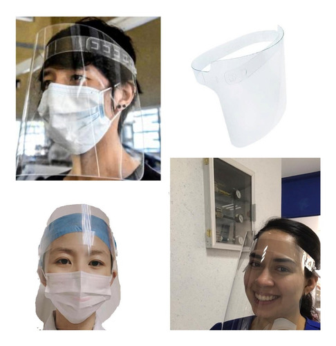 Protector Careta Facial Plastico Reutilizable Cubrebocas 