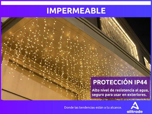 Cortina Led 3x3 mts 300 Luces 10 Tiras Lluvia Usb Alambre Control Efectos Decoraciones Navideñas