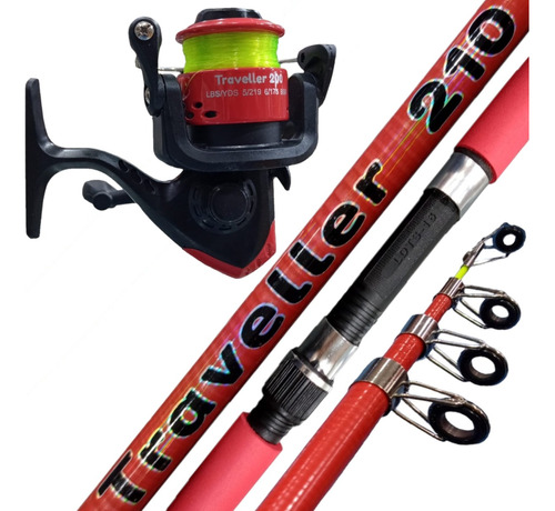 Combo Pesca Niños Junior Albatros Rojo Caña 210 M + Reel 200