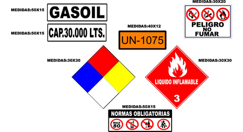 Kit Calcomanias Rombos Normas Obligatorios Tanques  Camiones