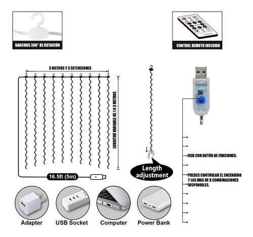 Imagen 4 de 10 de Cortina De Luces Vintage 3x3m . Alambre Microled 300leds