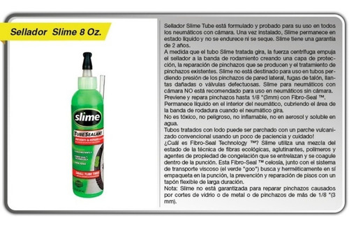 Imagen 4 de 4 de Sellador Para Llantas Con Camara Slime 8 Oz Bicicletas 8 Oz