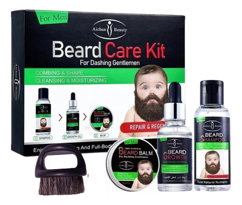 Kit Cuidado De La Barba Shampoo Aceite Balsamo