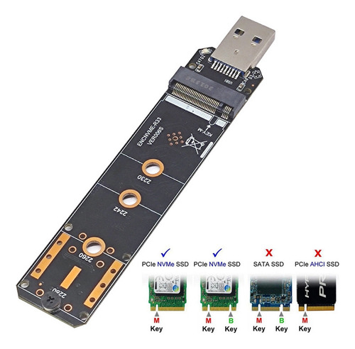 C Adaptador M.2 Nvme Ssd A Usb3.2 Gen2 De 10 Gbps Adaptador M.