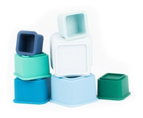 Cubos De Silicona Apilables Para Niños Marca Bella Tunno Color Celeste