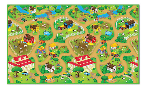 Tapete De Atividades Infantil Emborrachado Pista 120x200cm Cor Fazendinha