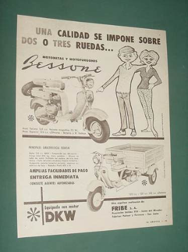 Publicidad Motonetas Motofurgones Bessone Motor 125c.c.