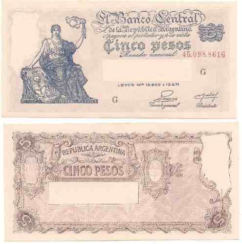 Billete 5 Pesos Progreso Numeros Rojos Bot 1865 Sin Circular