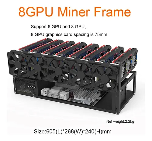 6/8 Gpu Minería Rig Marco Rack Gpu Tarjeta Caso Miner Bitcoi
