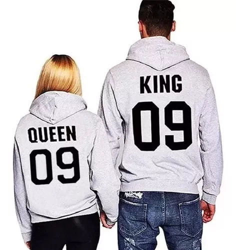 Conjunto Casal Moletom Blusa De Frio Gola Redonda King Queen