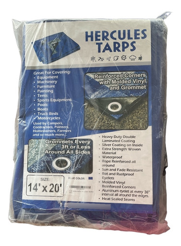 Cubierta De Lona Impermeable Multiusos Azul 14'x20' Hercules