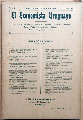 El Economista Uruguayo Nº 14 - Montevideo Junio 1917