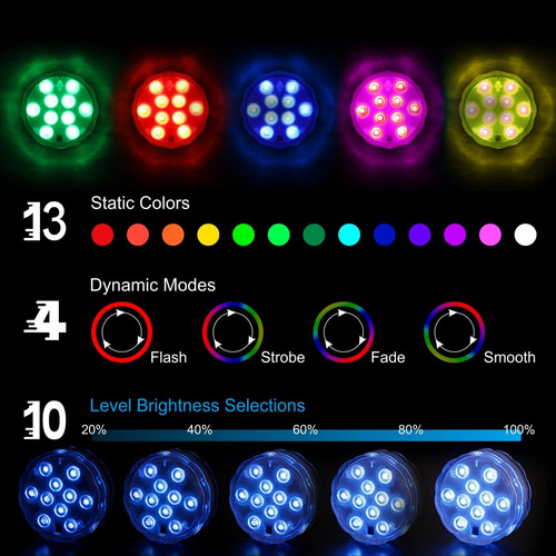 Luces Led Sumergibles Control Remoto, Luces Led Sumergi...