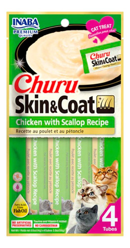 Churu Skin & Coat Snack Húmedo Para Gato Vieiras Y Pollo 4un