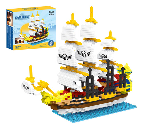 Juego De Bloques De Construcción Del Velero Blanco