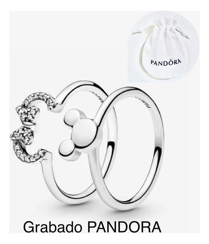 Conj 2 Anillos Mic Min Compatible Marca Pandora,plata+bolsa