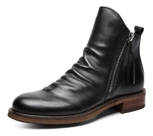 Botas De Cuero Con Doble Cierre Lateral For Hombre, Talla G