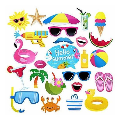 Luau Photo Booth Props Beach Pool Party Favors Summer Party 