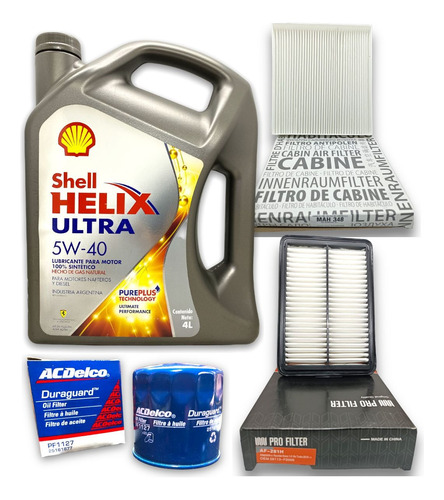 Kit Aceite Shell Helix Ultra Sintetico Y 3 Filtros Creta 17-