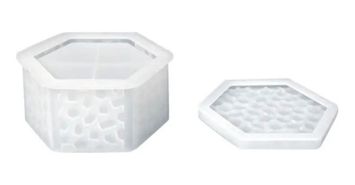 Molde Silicona Caja Hexagonal Con Tapa Textura Diamante 5cm 