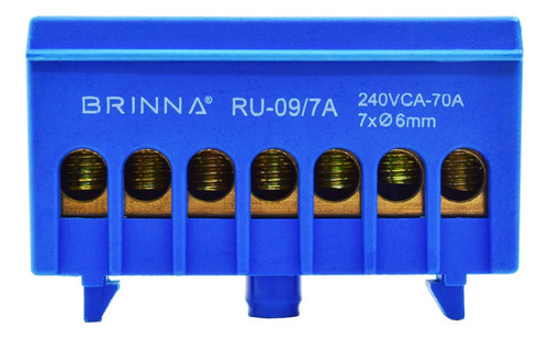 Bornera Repartidor Unipolar Brinna 7 Polos Riel Din X3