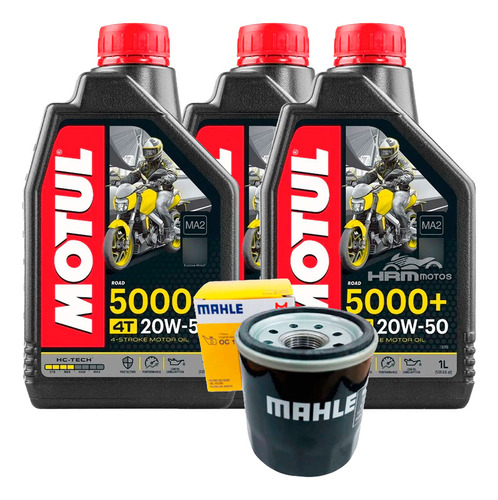 Kit 3 Lts Óleo 4t Motul 5000 20w50 + Filtro Óleo P/harley