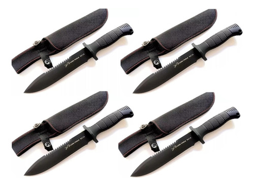 Cuchillo Tactico 4 Pack Militar Pesca Acero Con Funda