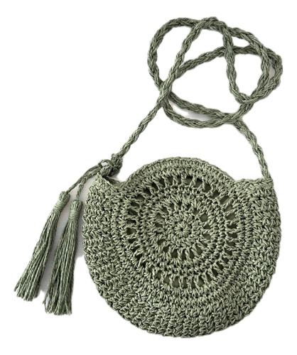 Cartera Rafia Circular Tipo Morral Tejido Verano Playa Moda