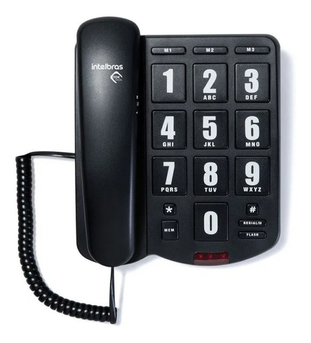 Telefone Com Fio Tok Facil Id Preto Intelbras