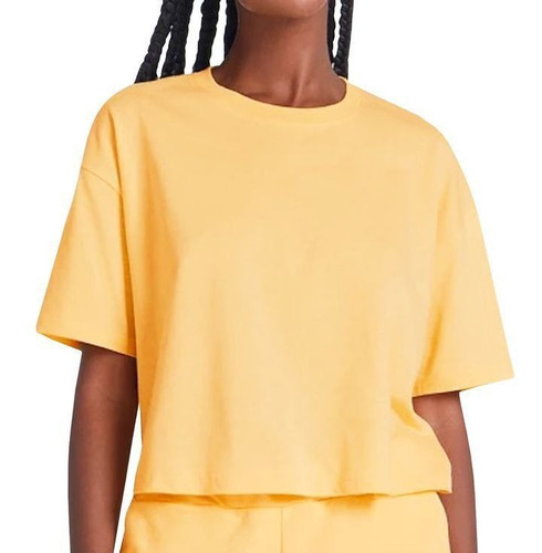 Camiseta Hering Feminina Croped Box Básica Amarelo 4ezbyvcen