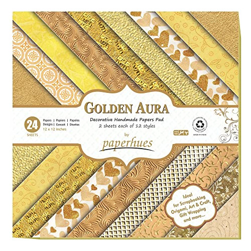 Golden Aura Handmade Scrapbook Paper 12 X 12  Pad, 24 S...