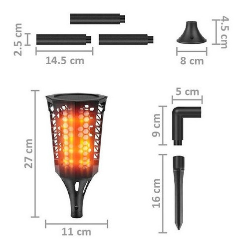 Antorcha Led Lámpara Solar Control De Luz 005