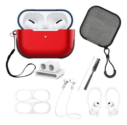 Funda Alto Brillo Y Kit Accesorios Para AirPods Pro 9 Piezas