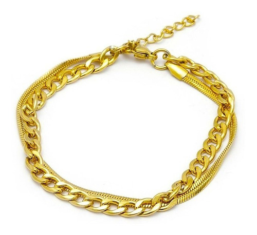 Pulsera Oro 18 Kilates Clapton Grumet 17-20 X 6mm Ajustable