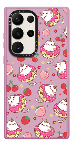 Case  Galaxy S22 Ultra Unicorn Cat Donut Rosa Transparente