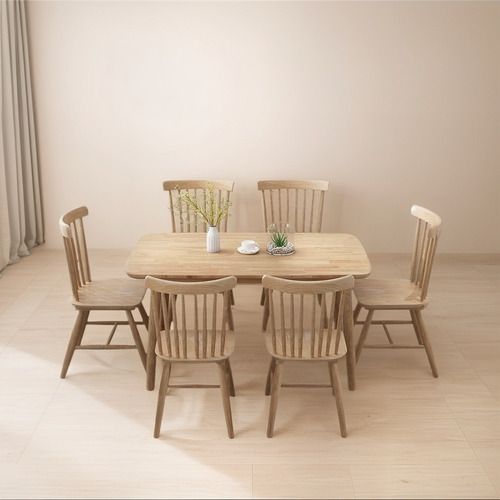 Mesa Con 6 Sillas Windsor Madera Original 120x70