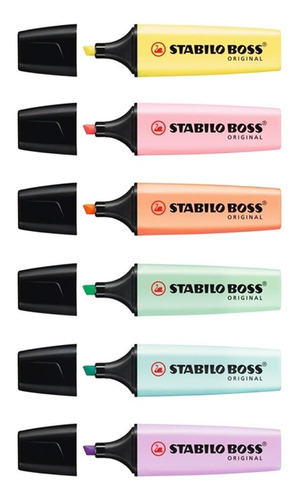 Marca Texto Stabilo Boss Pastel Kit Com 06 Cores
