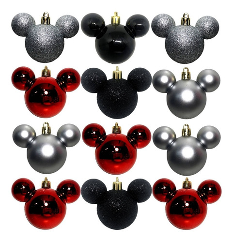 Imagem 1 de 4 de Kit Enfeites Disney 12 Bolas Árvore De Natal Mickey Original